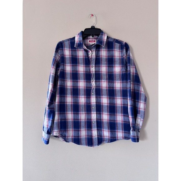 Wrangler Jeans Co. Boys Red / Blue Button Up Shirt Size XL 14-16 Pocket, EUC - Picture 1 of 7